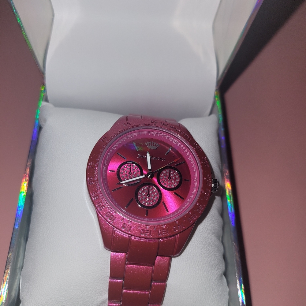 Juicy Couture Pink Metallic Chronograph Bracelet Watch
